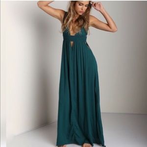 Indah Anjeli Plunging Empire Maxi Dress